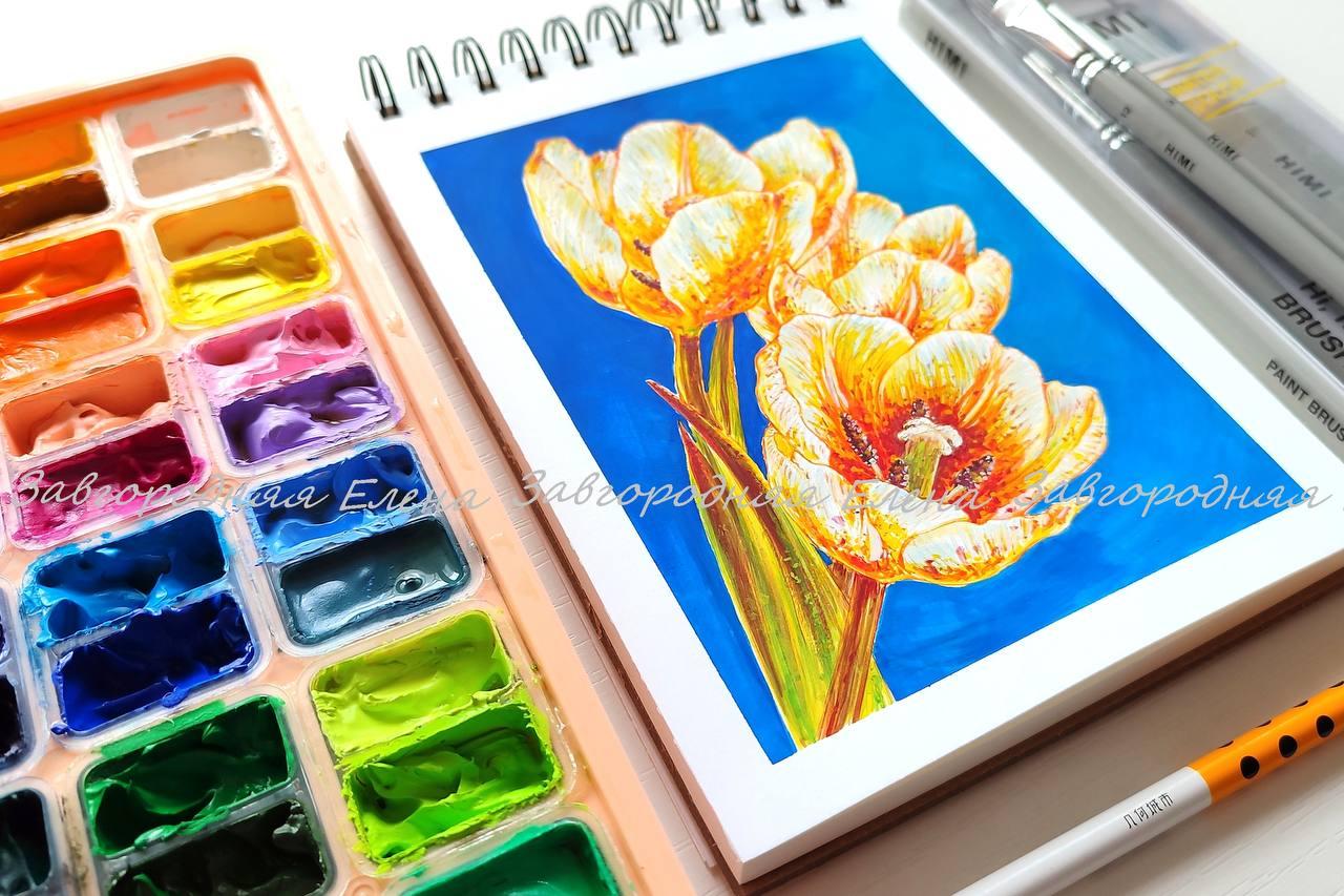 Весна на кончиках кистей: нежность тюльпанов от Елены Завгородней Посмотрите, какую невероятную цветочную работу создала художница Елена Завгородняя